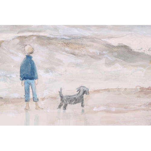 29 - Pamela Townsend (1920 - 2019), 'Boys fishing', 'Boat on Brighton Beach' and 'A blustery walk on the ... 