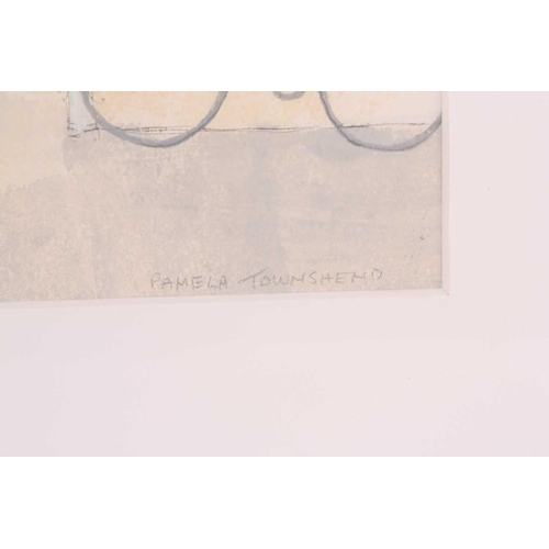 29 - Pamela Townsend (1920 - 2019), 'Boys fishing', 'Boat on Brighton Beach' and 'A blustery walk on the ... 