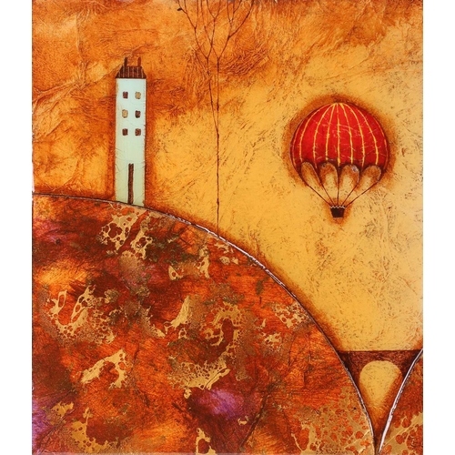 11 - † Kerry Darlington (b.1974), a large triptych, mixed media and resin on board, signed to right-hand ... 