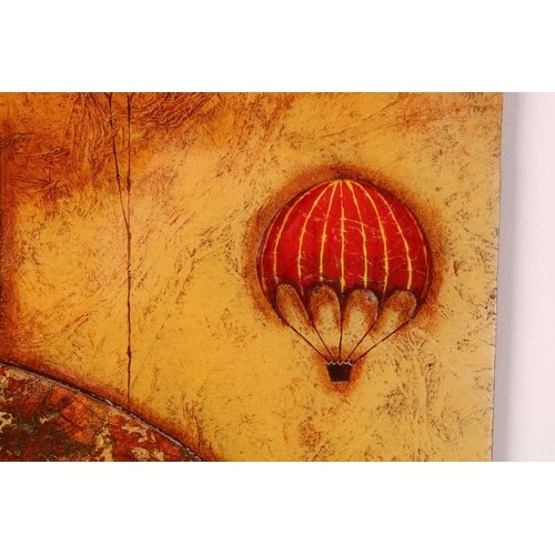 11 - † Kerry Darlington (b.1974), a large triptych, mixed media and resin on board, signed to right-hand ... 