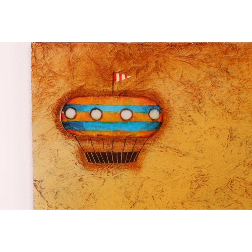 11 - † Kerry Darlington (b.1974), a large triptych, mixed media and resin on board, signed to right-hand ... 