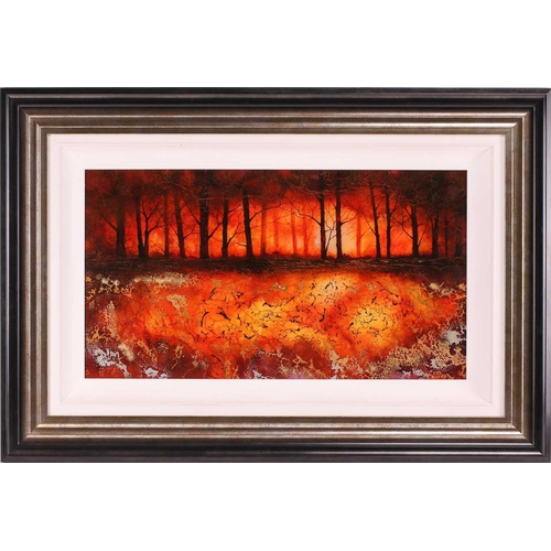 12 - † Kerry Darlington (b.1974), a forest landscape, mixed media and resin on board, signed to bottom ri... 