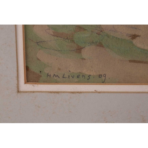 13 - † Horace Mann Livens (1862-1936), 'A Thames Bridge', signed, watercolour & gouache, 28 cm x 37 cm fr... 