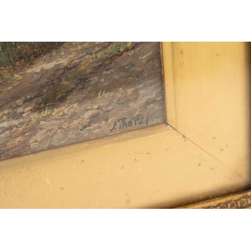 2 - Joseph Thors (1843-1898) British, a rural landscape, stream before a cottage, oil on canvas, signed ... 