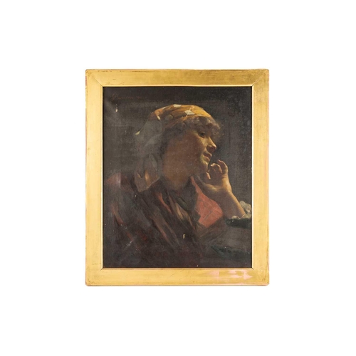 20 - Giuseppe Barison (1853-1931) Italian, Lady wearing a polka dot scarf, signed G. Barison - Venezia to... 
