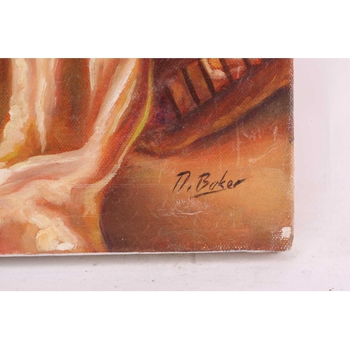 37 - † Darren Baker (b.1976), Portrait of a cavalier in a ruff and holding up a goblet, signed, oil on ca... 