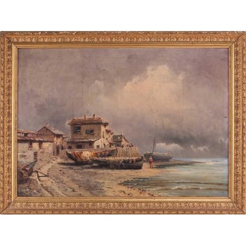 4 - Charles Euphrasie Kuwasseg (1833 - 1904) French, Harbour at low tide, unsigned, oil on canvas, 57 x ... 