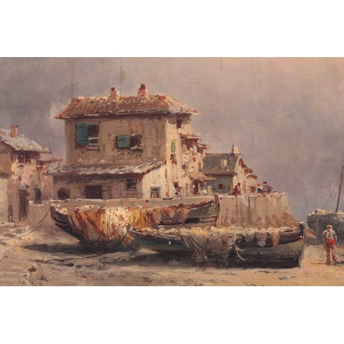 4 - Charles Euphrasie Kuwasseg (1833 - 1904) French, Harbour at low tide, unsigned, oil on canvas, 57 x ... 