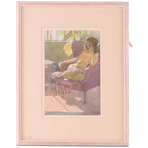 41 - † Ken Howard OBE R.A. (1932-2022) British, 'Valerie', depicting a girl reclining nude in a chair, si... 