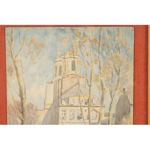 42 - Ernest Procter (1886-1935), Eglisé St. Sulpice, Paris, signed, watercolour on board, 37 x 27 cm, and... 