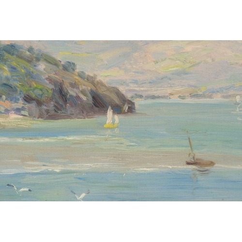 44 - Robert Fowler (1853 - 1926), Moelwyn Mountains from Borth-Y-Gest, oil on board, labelled verso 'I gu... 