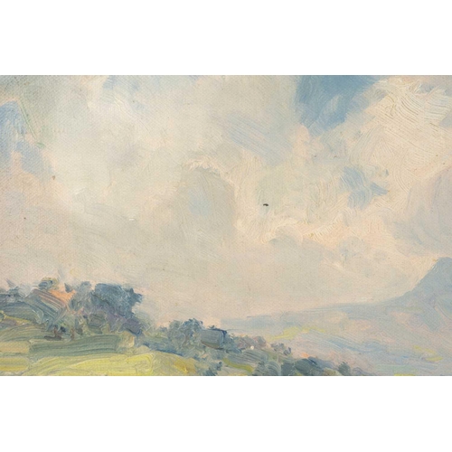 44 - Robert Fowler (1853 - 1926), Moelwyn Mountains from Borth-Y-Gest, oil on board, labelled verso 'I gu... 