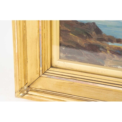 44 - Robert Fowler (1853 - 1926), Moelwyn Mountains from Borth-Y-Gest, oil on board, labelled verso 'I gu... 