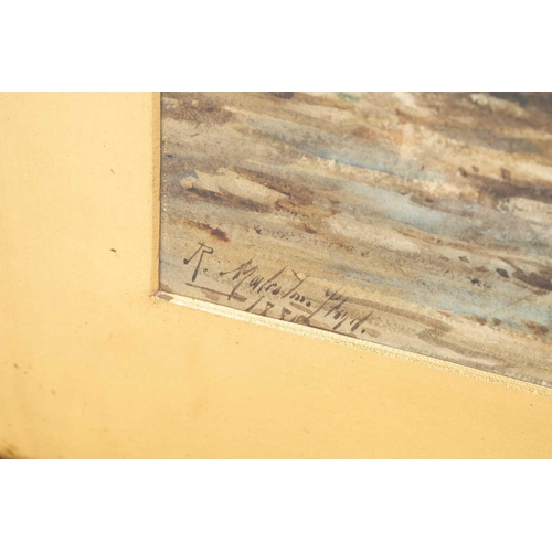 47 - Richard Malcolm Lloyd (1855-1945), Coastal view with boats at low tide, signed and dated 188?, water... 