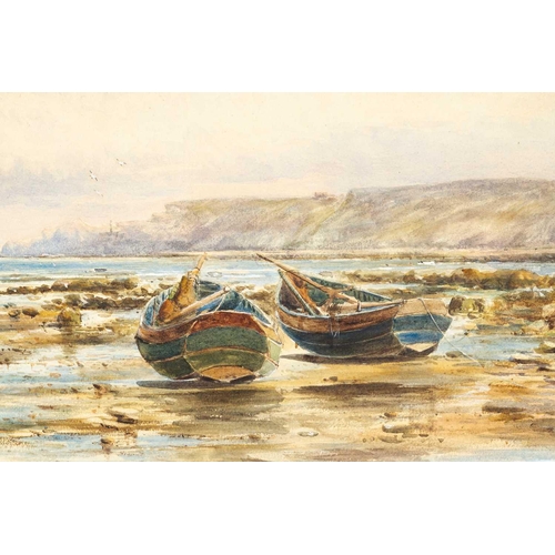 47 - Richard Malcolm Lloyd (1855-1945), Coastal view with boats at low tide, signed and dated 188?, water... 