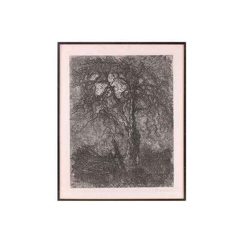 60 - Dmitry Pavlinsky (Russian, 1937 - 2012), Big tree with a moon, signed in pencil, etching, plate 63.5... 