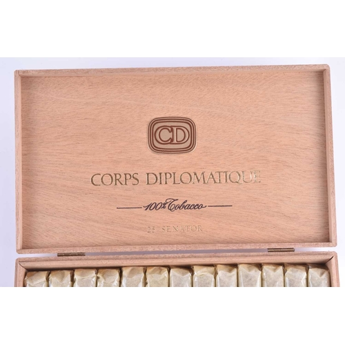 136 - A box of Corps Diplomatique 25 Senator cigars, individually wrapped.
