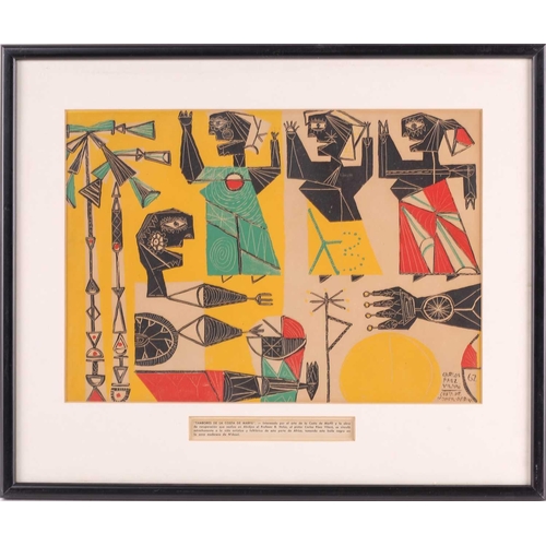 108 - Carlos Paez Vilaro (1923-2014) Uruguayan, a group of six serigraphs, 'Las Piraguas Del Ogowe' (22.5 ... 