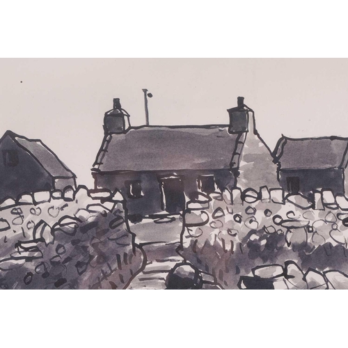 123 - † Kyffin Williams (1918-2006), Farmer with Sheep Dog and Bucket at Cilgwyn, signed and numbered 23/5... 