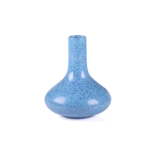 141 - A Chinese robins egg glaze vase, the cylindrical neck above a compressed body, the glaze consistent ... 