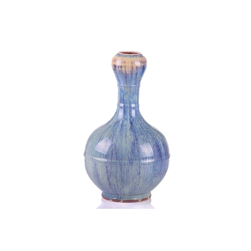 164 - A Chinese suantouping flambe glaze vase, the neck with two raised bands, a further raised and around... 