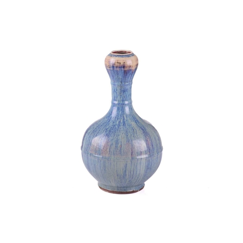 164 - A Chinese suantouping flambe glaze vase, the neck with two raised bands, a further raised and around... 