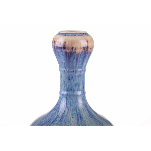 164 - A Chinese suantouping flambe glaze vase, the neck with two raised bands, a further raised and around... 