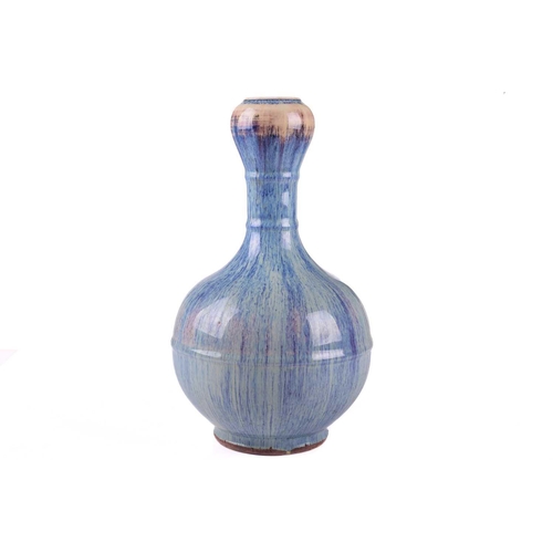 164 - A Chinese suantouping flambe glaze vase, the neck with two raised bands, a further raised and around... 