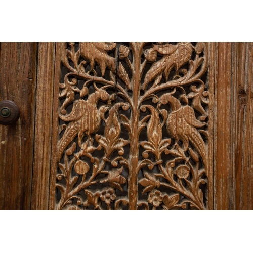 167 - A matched pair of 19th-century teak Haveli screen doors with pierced Arabeques and spindle decoratio... 