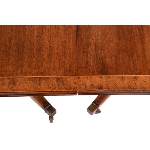 170 - A George III style triple mahogany extending pedestal dining table, old timber but early 20th centur... 