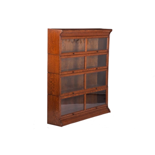 177 - An oak four-tier Globe Wernicke-style double-fronted modular bookcase, early 20th century. 128 cm wi... 