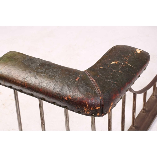 179 - An Edwardian-style green hide and brushed steel club fender, together with a George III-style cast b... 