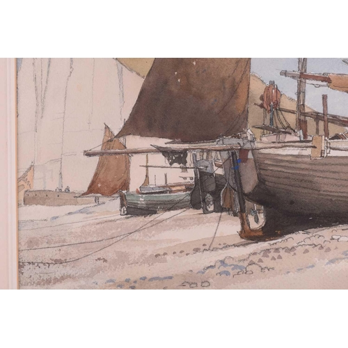 18 - † Norman Thomas Janes (1892-1980) British, boats in a harbour, watercolor, signed to lower right cor... 