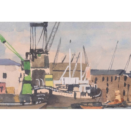 18 - † Norman Thomas Janes (1892-1980) British, boats in a harbour, watercolor, signed to lower right cor... 