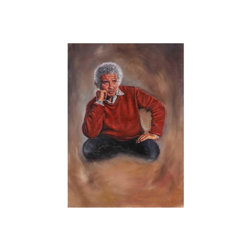 19 - † Darren Baker (b.1976), portrait of a gentleman with curly white hair, unsigned, labelled verso, oi... 