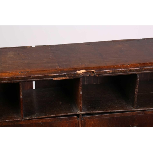 200 - A country-made 18th-century walnut fall front writing bureau, with 