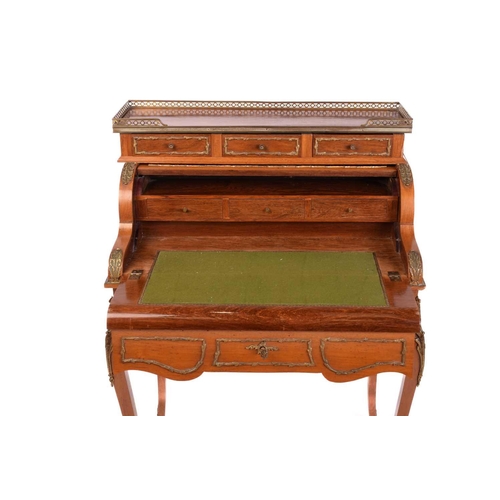 202 - A French Louis XV style rosewood and Vernis Martin panelled Bureau de Cylinder, early 20th century, ... 