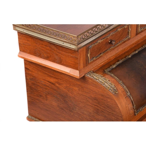 202 - A French Louis XV style rosewood and Vernis Martin panelled Bureau de Cylinder, early 20th century, ... 