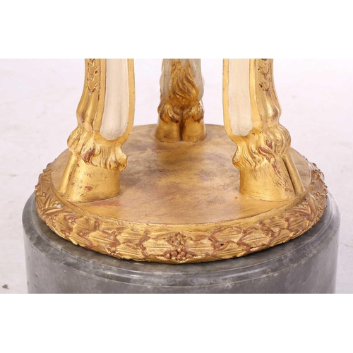 226 - A Louis XVI-style painted and parcel gilt composition marble-topped jardiniere stand, the circular s... 