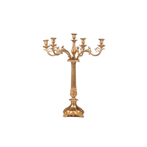 229 - A pair of large, impressive gilt metal table candelabrum with seven removable convolvulus vine branc... 