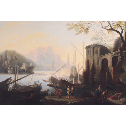 25 - Follower of Joseph Vernet (1714 - 1789) French, Mediterranean harbour scene with ruins, unsigned, oi... 