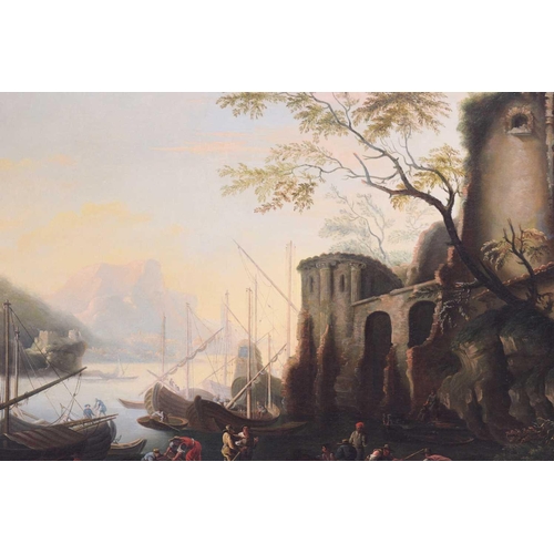 25 - Follower of Joseph Vernet (1714 - 1789) French, Mediterranean harbour scene with ruins, unsigned, oi... 