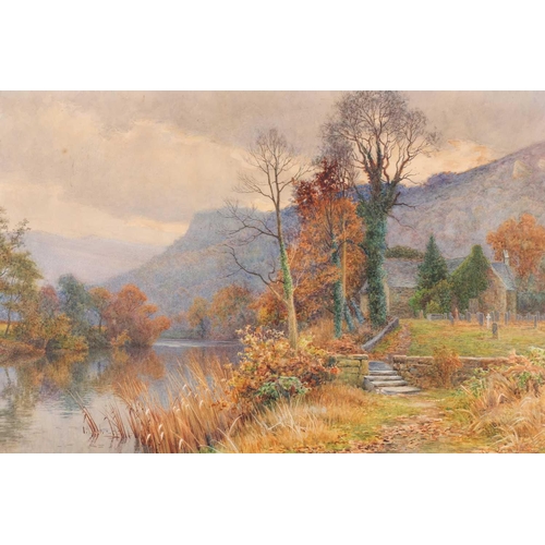 26 - Walter Follen Bishop (1856 - 1936), Welsh riverside Chapel in a landscape, possibly upper reaches of... 