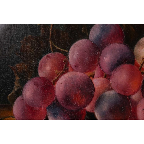 28 - W. Winder (19th century), still life of grapes on marble, signed and dated '85, oil on panel, 17 x 2... 