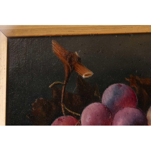 28 - W. Winder (19th century), still life of grapes on marble, signed and dated '85, oil on panel, 17 x 2... 