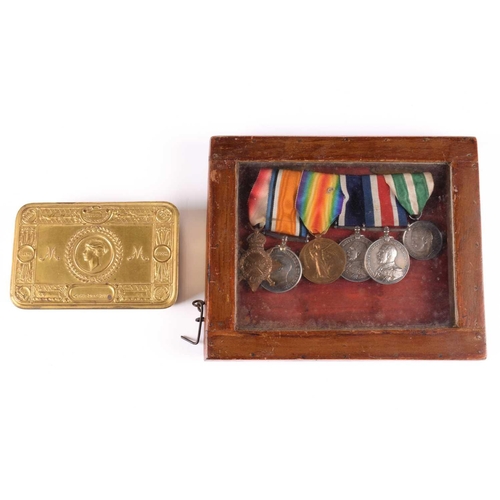 344 - A WWI medal group, to 196385 W. A. Finch, SH. CPL, Royal Navy, comprising: 1914-15 Star, War Medal, ... 