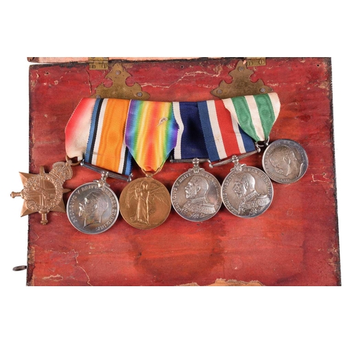 344 - A WWI medal group, to 196385 W. A. Finch, SH. CPL, Royal Navy, comprising: 1914-15 Star, War Medal, ... 