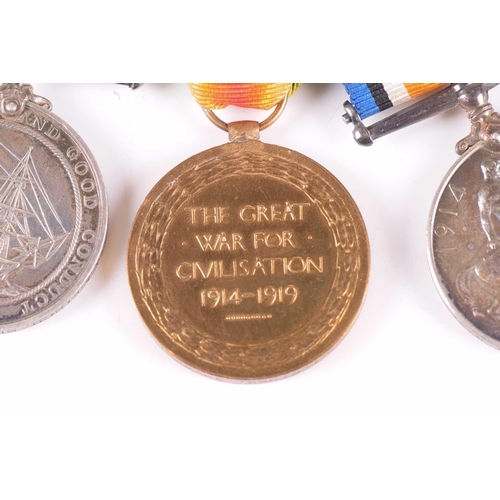 344 - A WWI medal group, to 196385 W. A. Finch, SH. CPL, Royal Navy, comprising: 1914-15 Star, War Medal, ... 