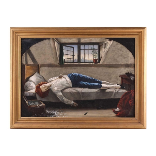 36 - After Henry Wallis (1830 - 1876), The Death of Chatterton, signed A Green and dated 1858, oil on can... 