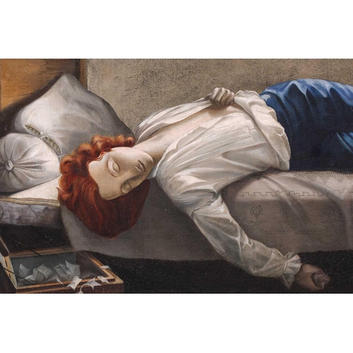 36 - After Henry Wallis (1830 - 1876), The Death of Chatterton, signed A Green and dated 1858, oil on can... 